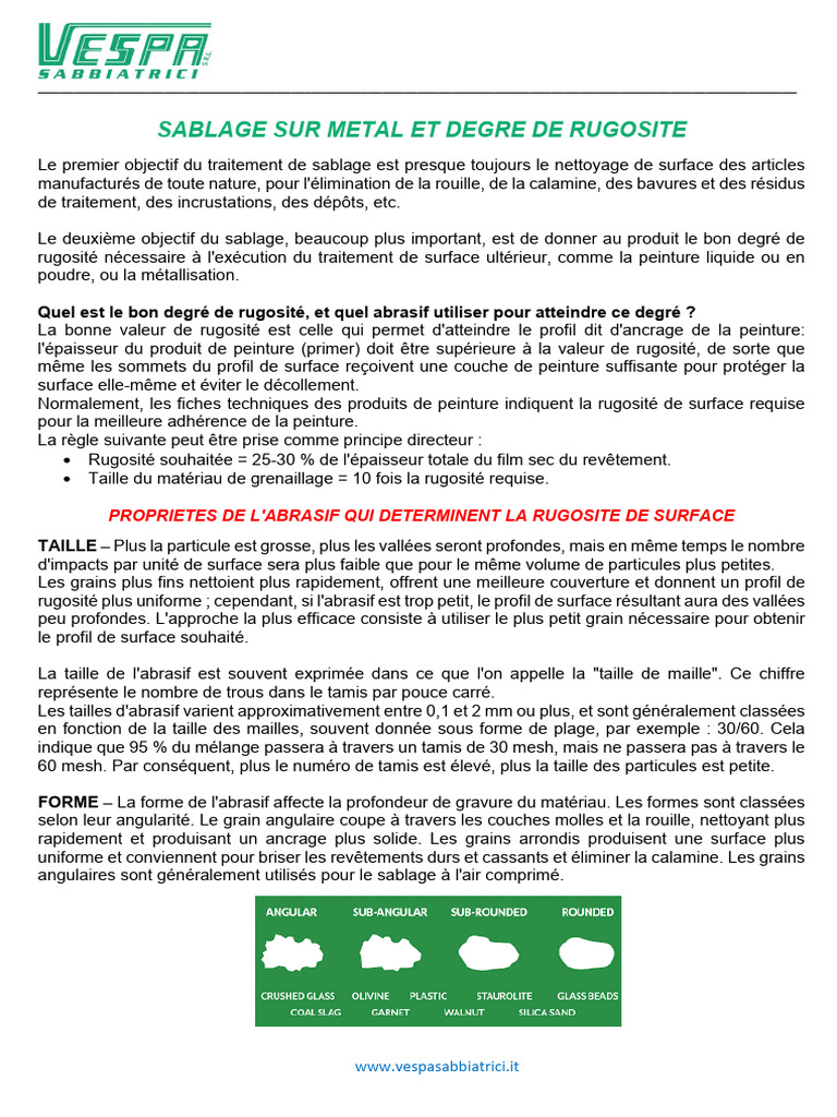 Rugosité et angularité en sablage métal | PDF | Peinture | Dureté ...