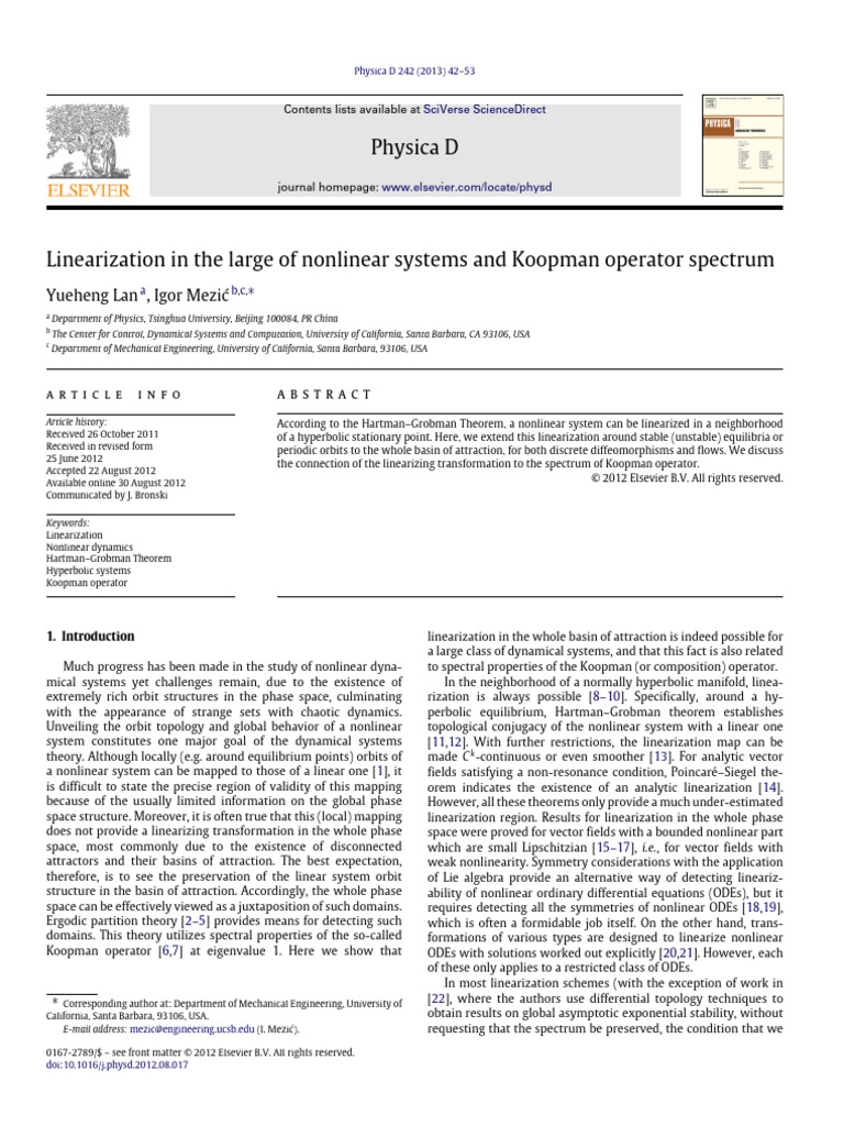Linearization in The Large of Nonlinear Systems and Koopman Operator ...