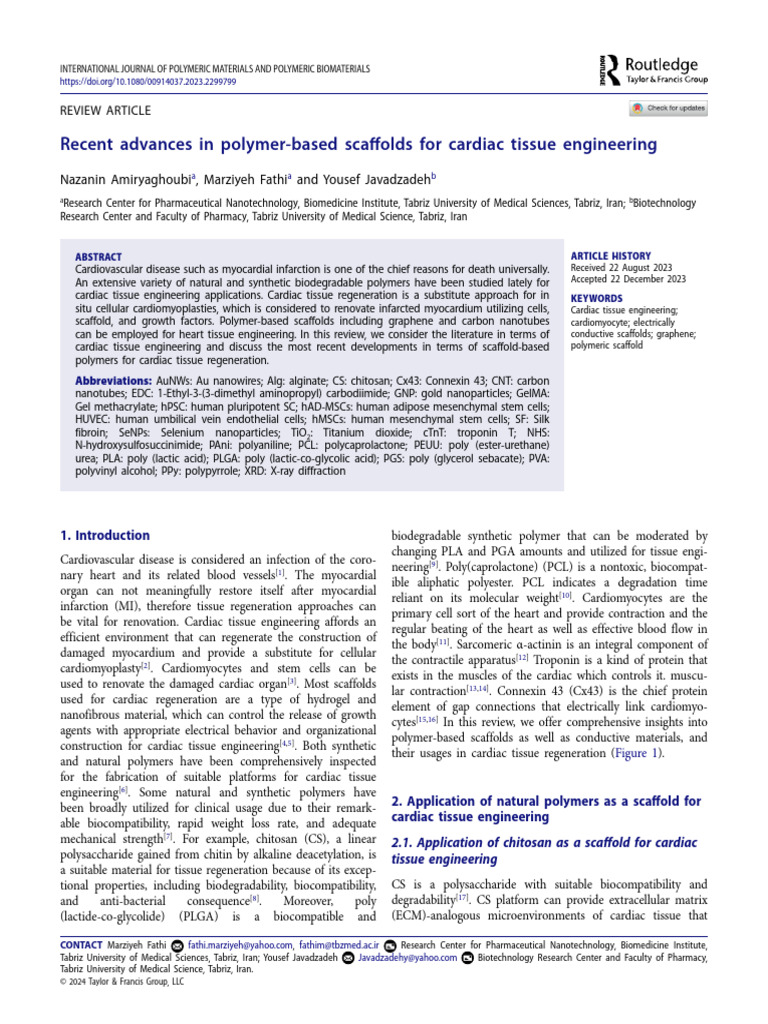 Recent advances in polymer-based scaffolds for cardiac tissue ...