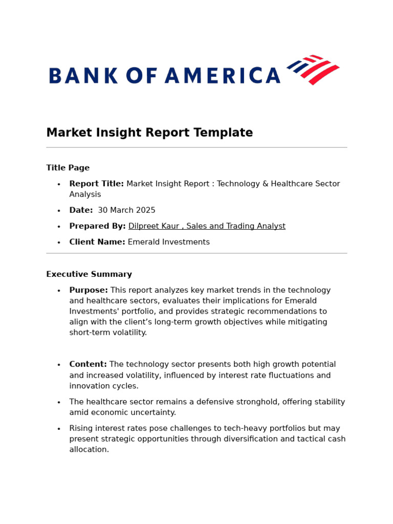 Market Insight Report Template - Task 1 | PDF | Financial Risk ...
