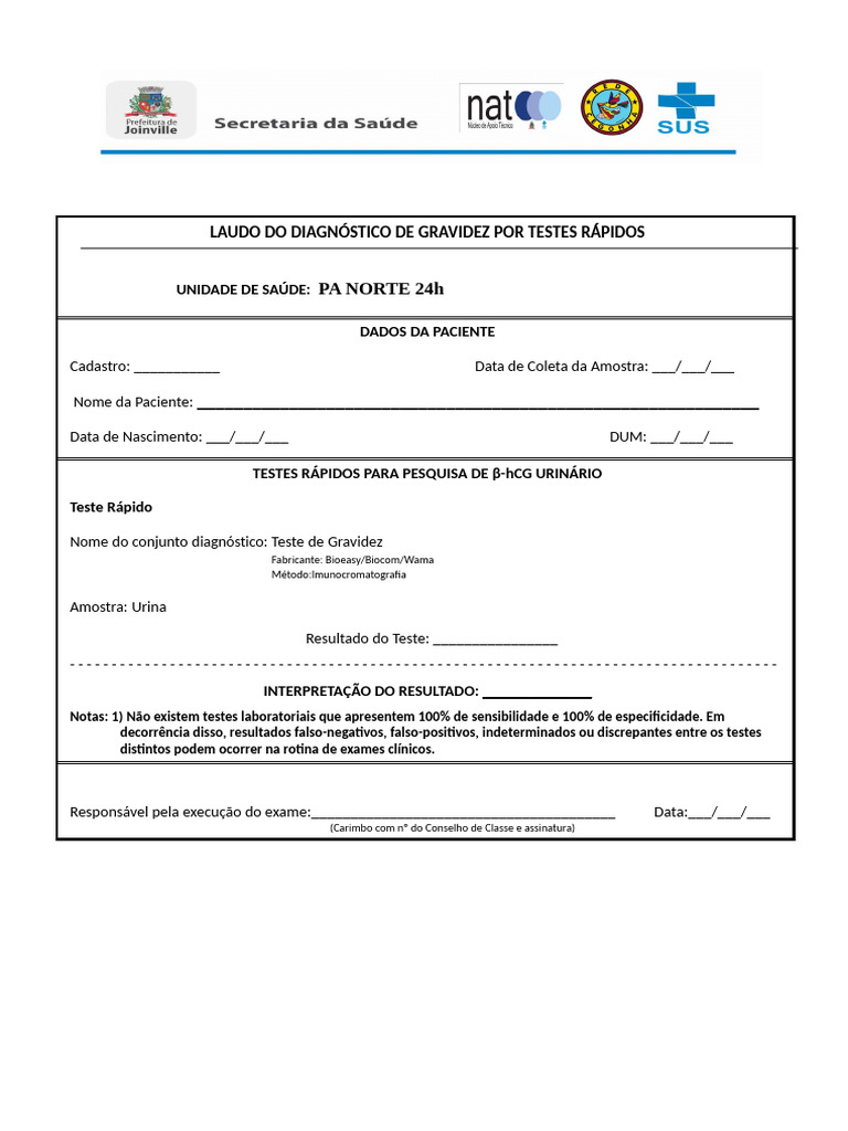 Laudo de Diagnóstico de Gravidez | PDF