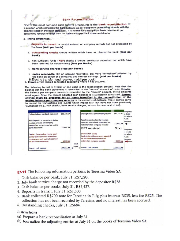 Bank Reconciliation Procedures and Examples | PDF | Bad Debt | Debits ...