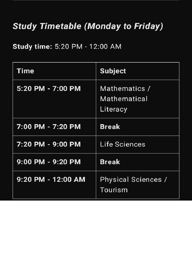 Study Timetable Grow Group | PDF