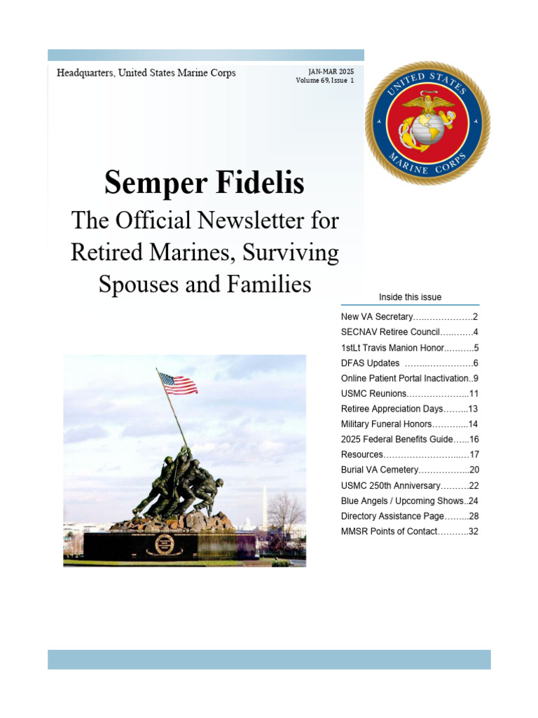 Marine Corps Retiree Newsletter Q1 2025 | PDF