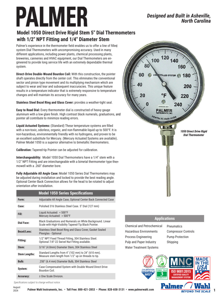 9-Inch Thermometer Calibration Guide | PDF | Thermometer | Calibration