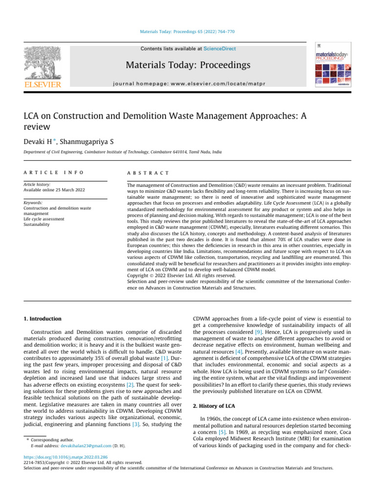 LCA in Construction Waste Management | PDF | Life Cycle Assessment ...