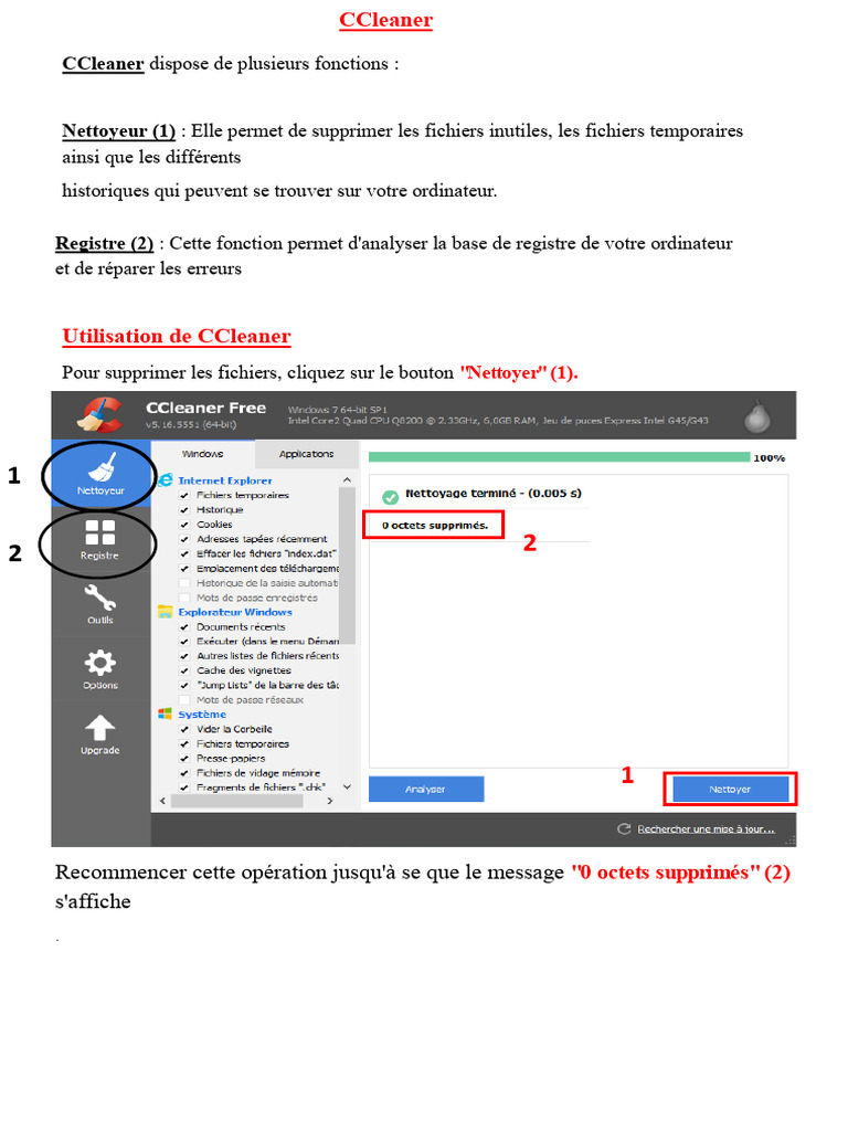 Nettoyage efficace avec CCleaner | PDF