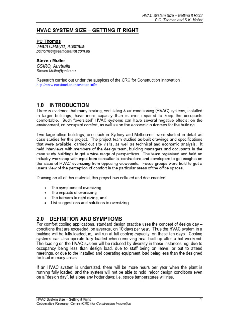 Optimizing HVAC System Size | PDF | Air Conditioning | Duct (Flow)