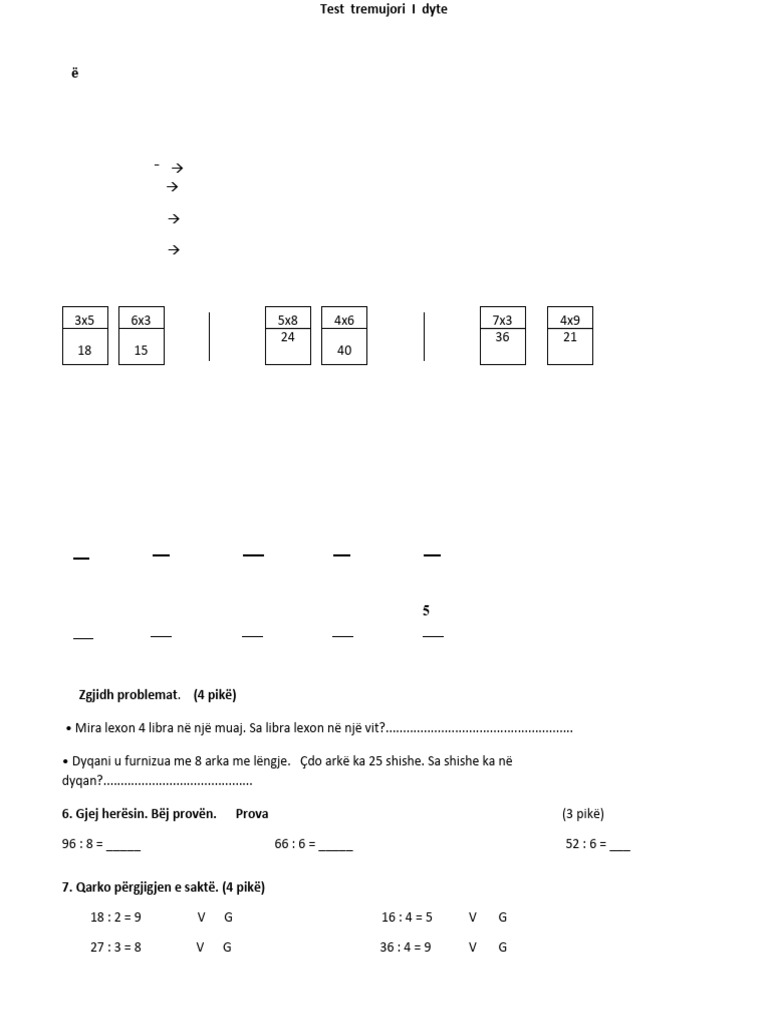 Test-Matematikë kl3 | PDF
