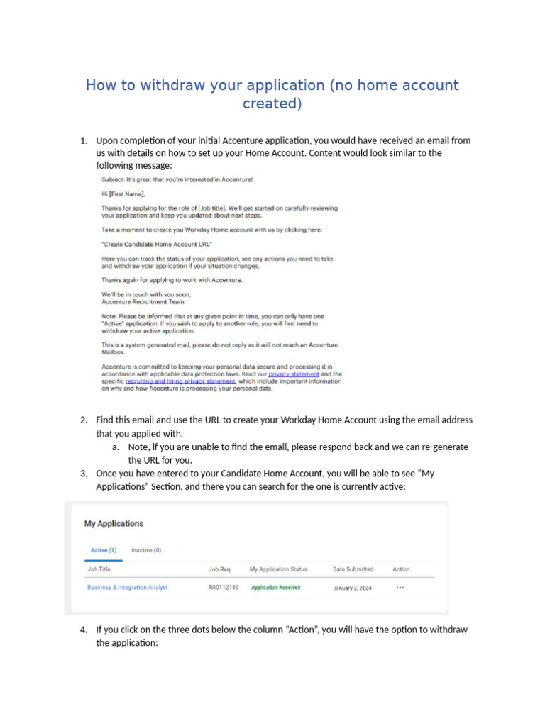 Withdraw Accenture Application Guide | PDF