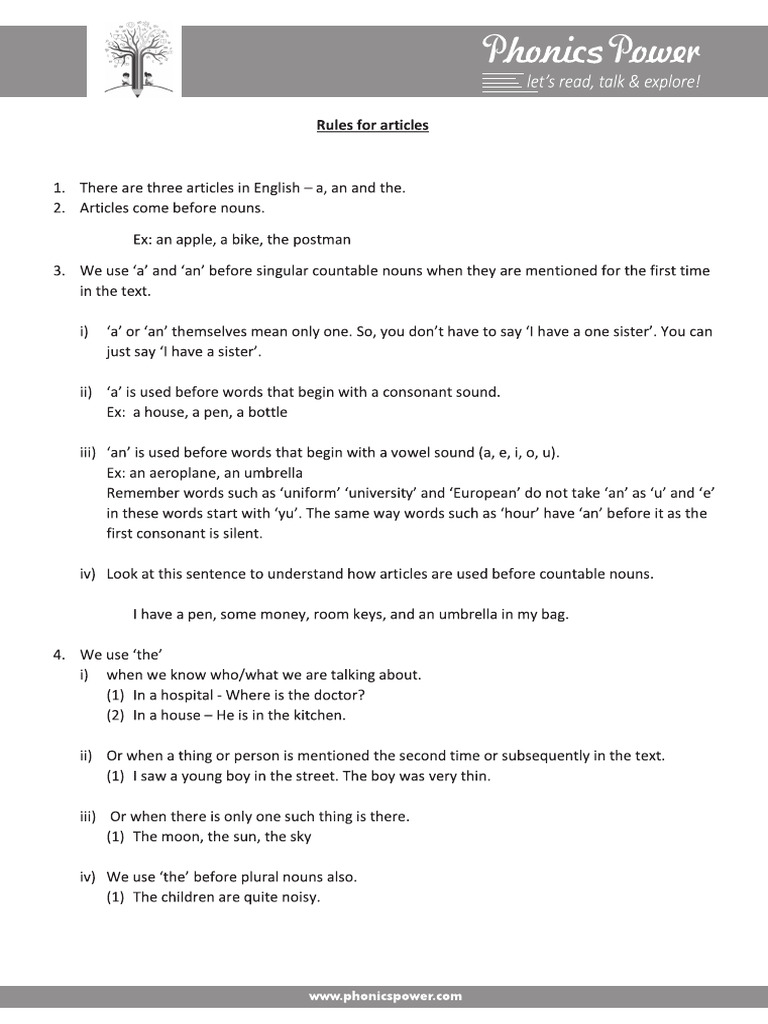Rules For Articles | PDF