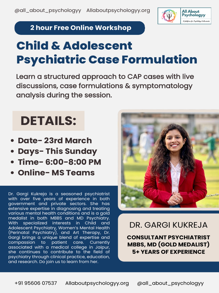 Child Psychiatry Case Formulation Workshop | PDF