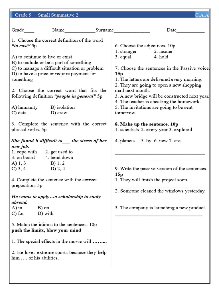 Grade 9 English Summative Assessment | PDF | Amateur Astronomy ...