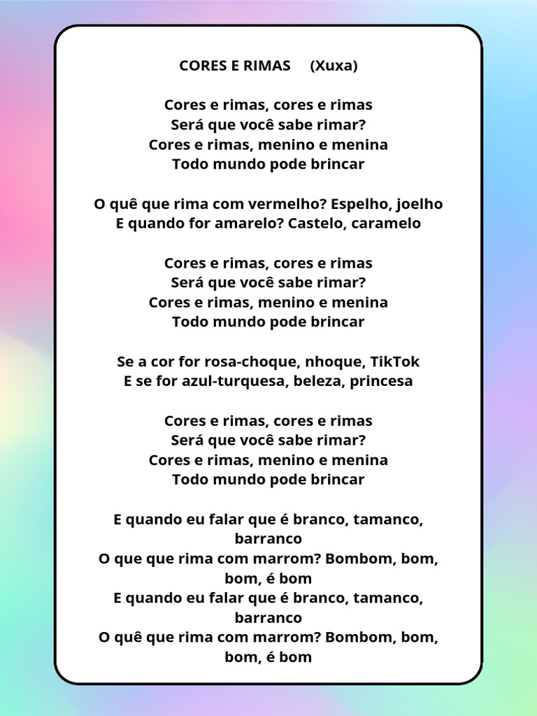 Rimas Divertidas com Cores | PDF