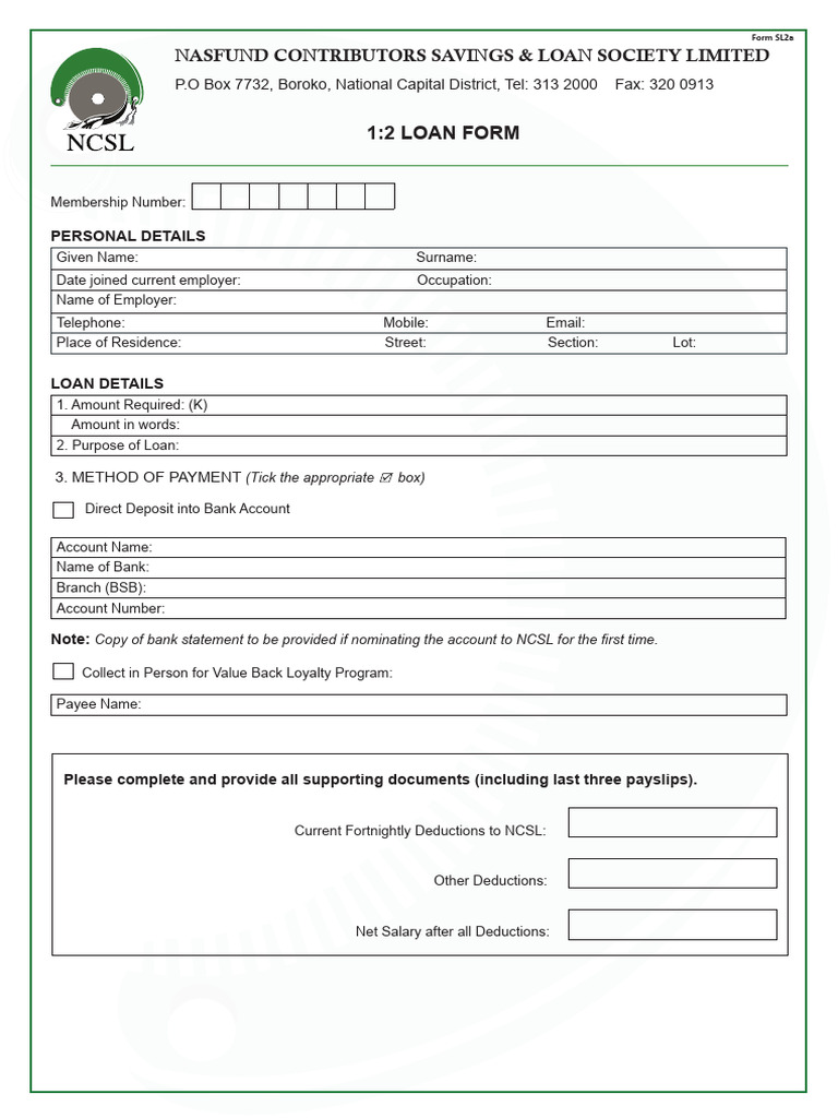 Form SL2a - 1 2 Loan | PDF | Loans | Payments