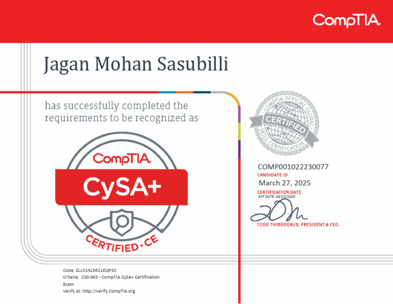 CompTIA CySA+ CS0-003 Certification Details | PDF