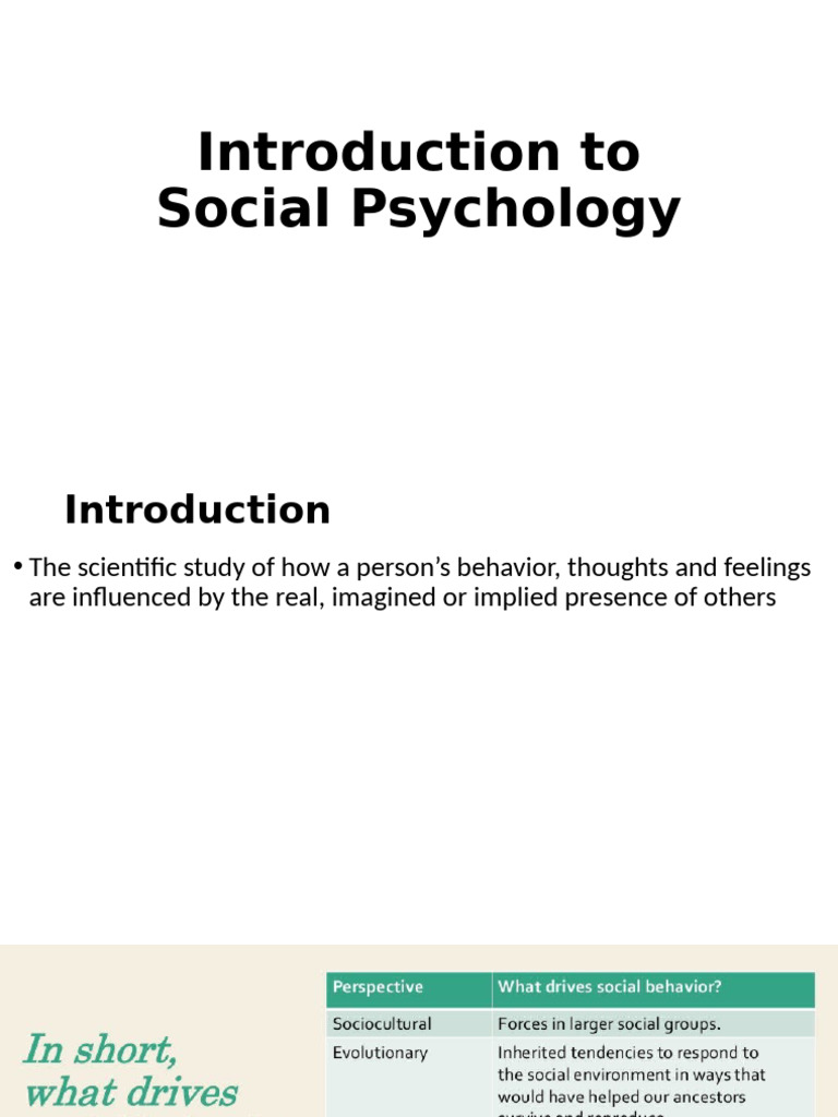 Introduction To Social Psychology | PDF | Social Psychology | Attitude ...