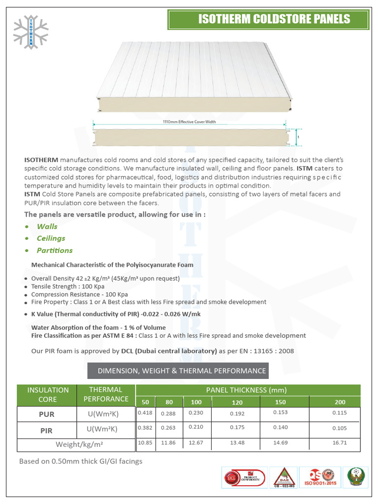Isotherm Coldstore Panel Specifications | PDF | Building Engineering ...