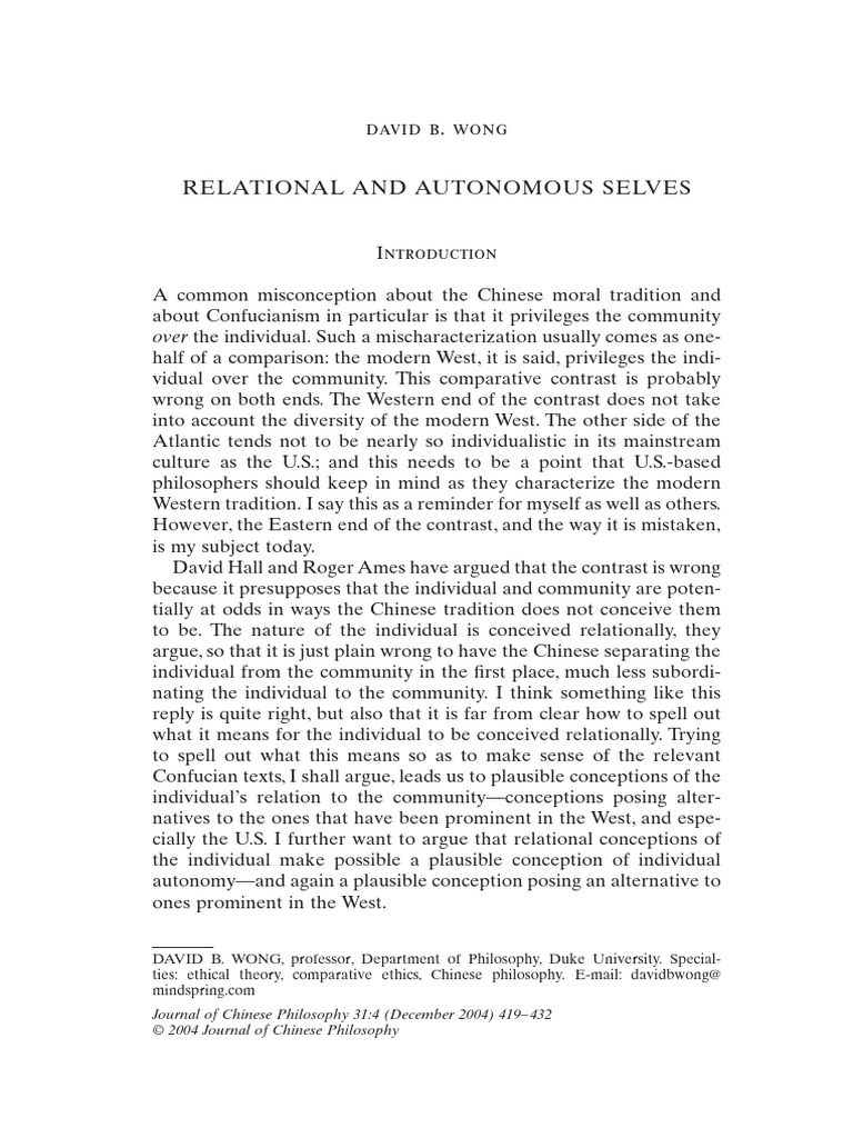 Relationality in Chinese Philosophy | PDF | Analects | Confucianism