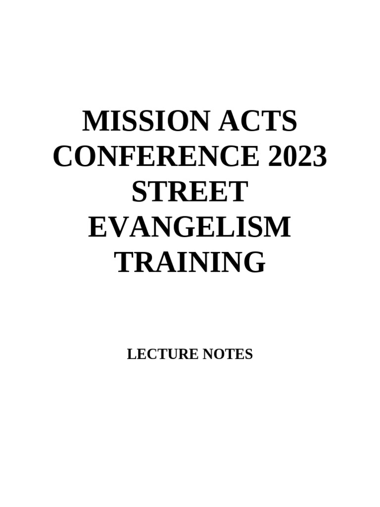 Street Evangelism Training Overview | PDF | Jesus | The Gospel