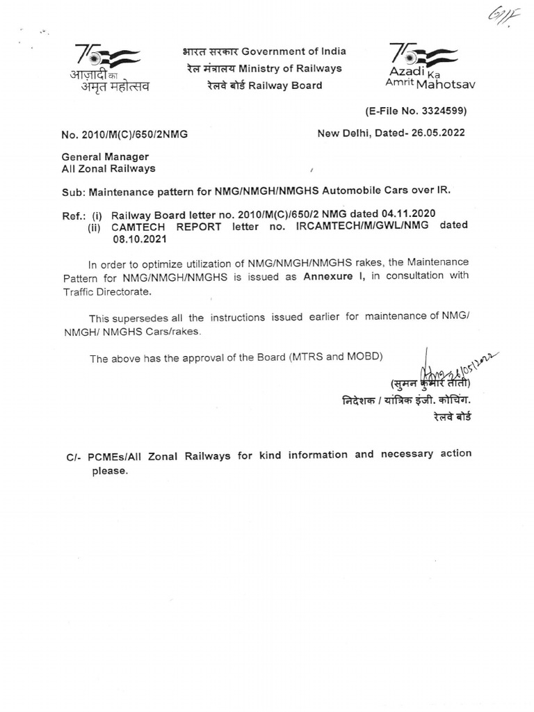 Maintenance Pattern For NMGNMGHNMGHS Automobile Cars Over LR Dated 26 ...