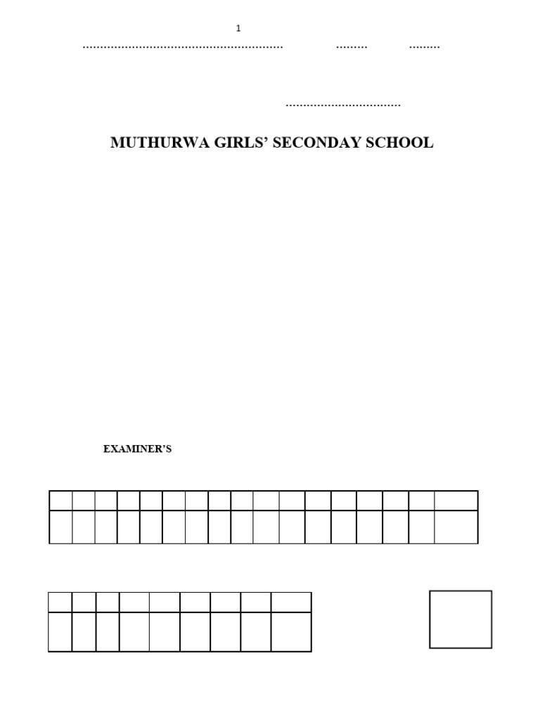 Muthurwa Girls Form 4 Math Assignment | PDF