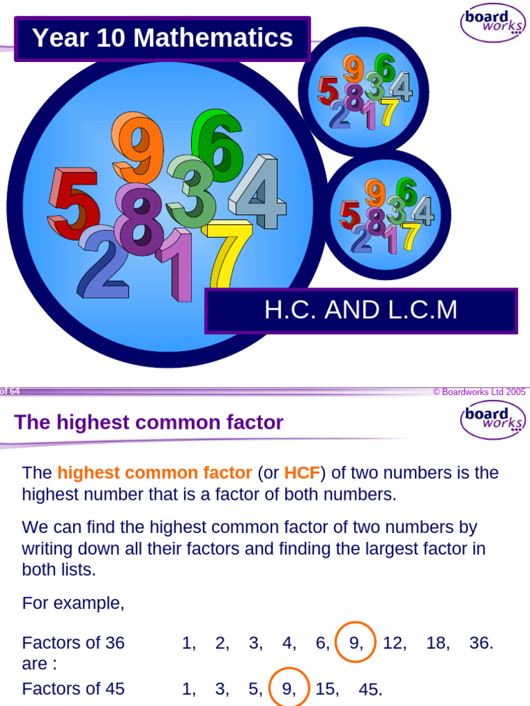 HCF and LCM Explained for Year 10 Math | PDF | Mathematical Objects ...