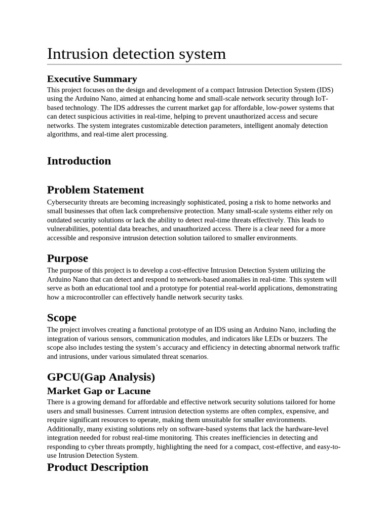 Compact Arduino-Based IDS Design | PDF | Computer Security | Security