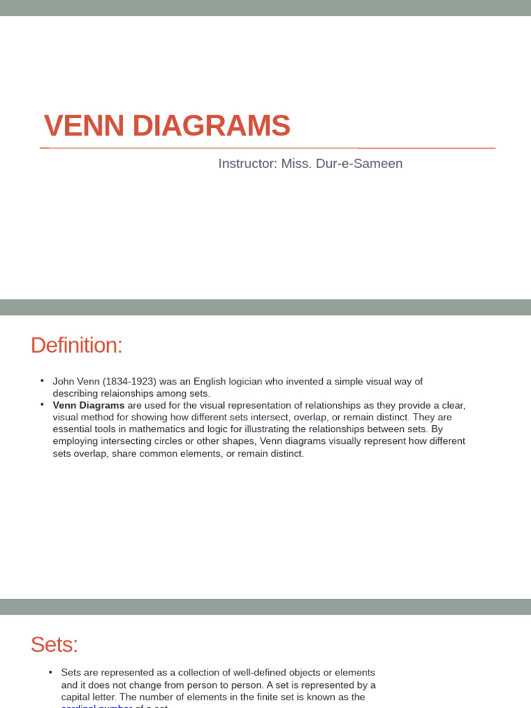 Understanding Venn Diagrams and Sets | PDF | Set (Mathematics) | Numbers