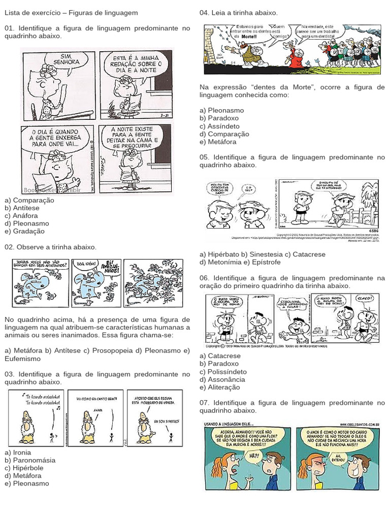 Exercícios sobre Figuras de Linguagem | PDF | Metáfora | Retórica
