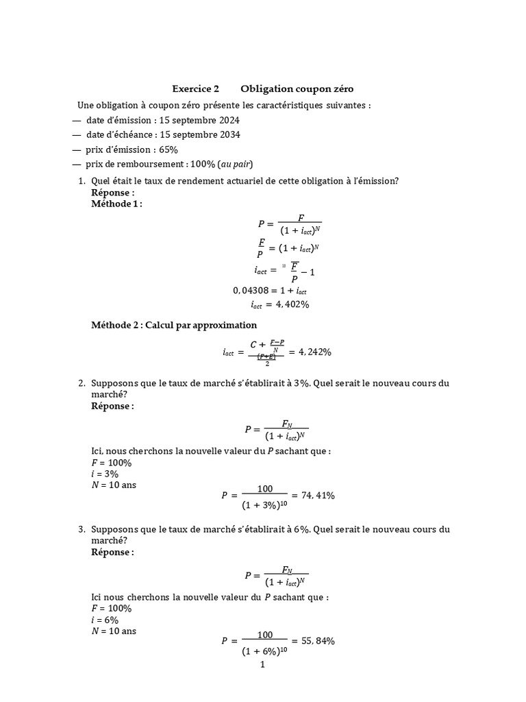 Taux de rendement actuariel des obligations | PDF | Obligation (Finance ...