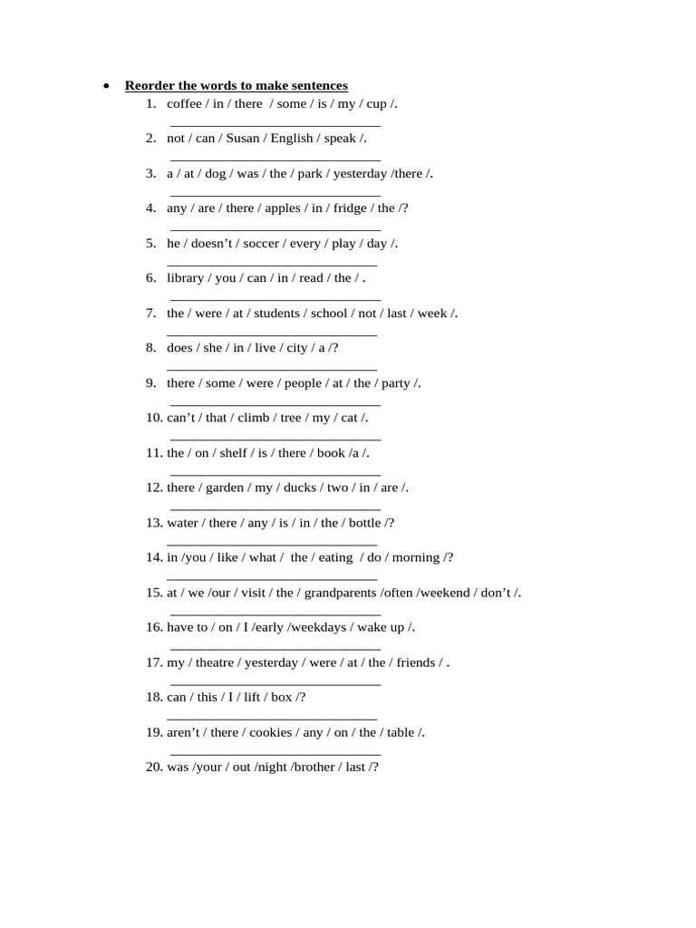 Sentence Reordering Exercises | PDF