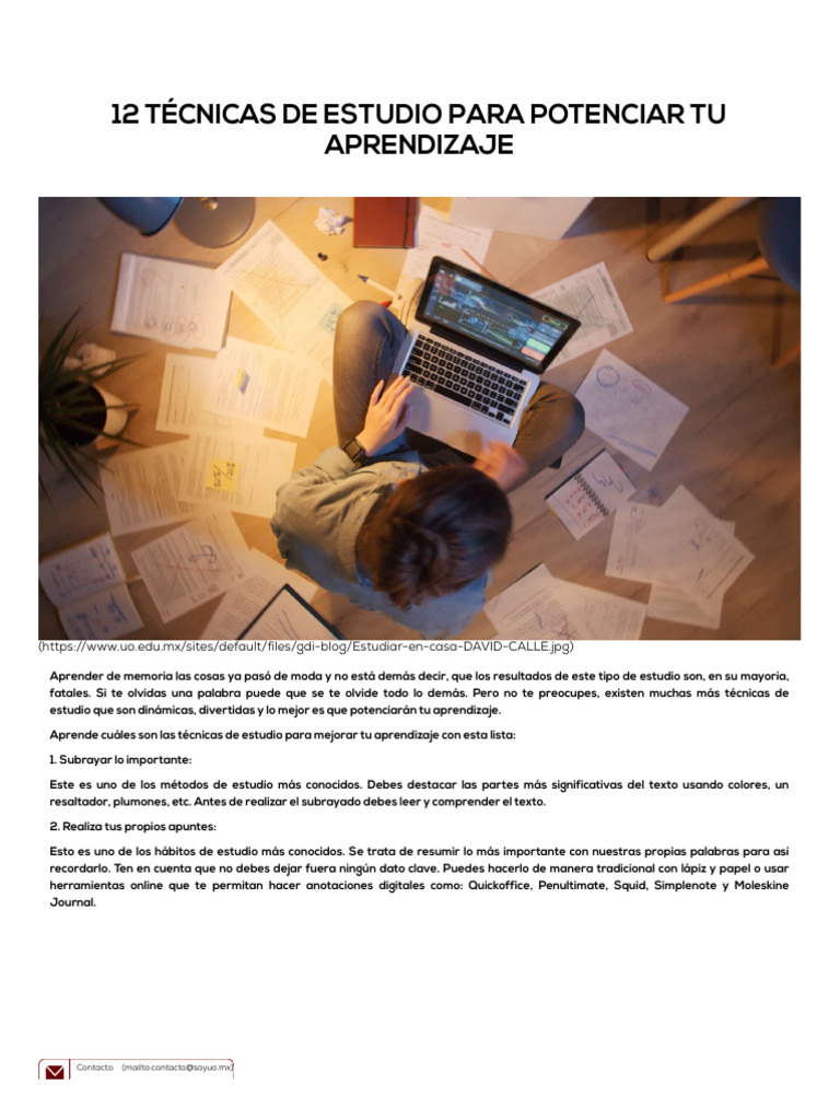 Técnicas de Estudio Efectivas | PDF | Habilidades de estudio | Aprendizaje