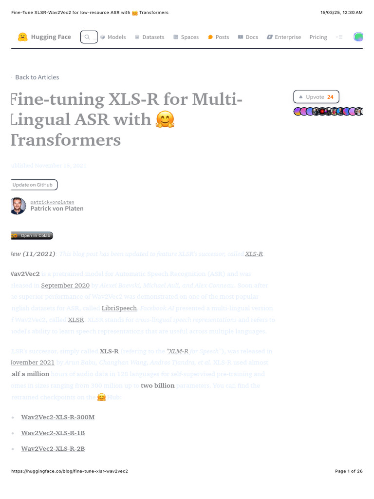 Fine-Tune XLSR-Wav2Vec2 for ASR | PDF | Speech Recognition | Applied ...
