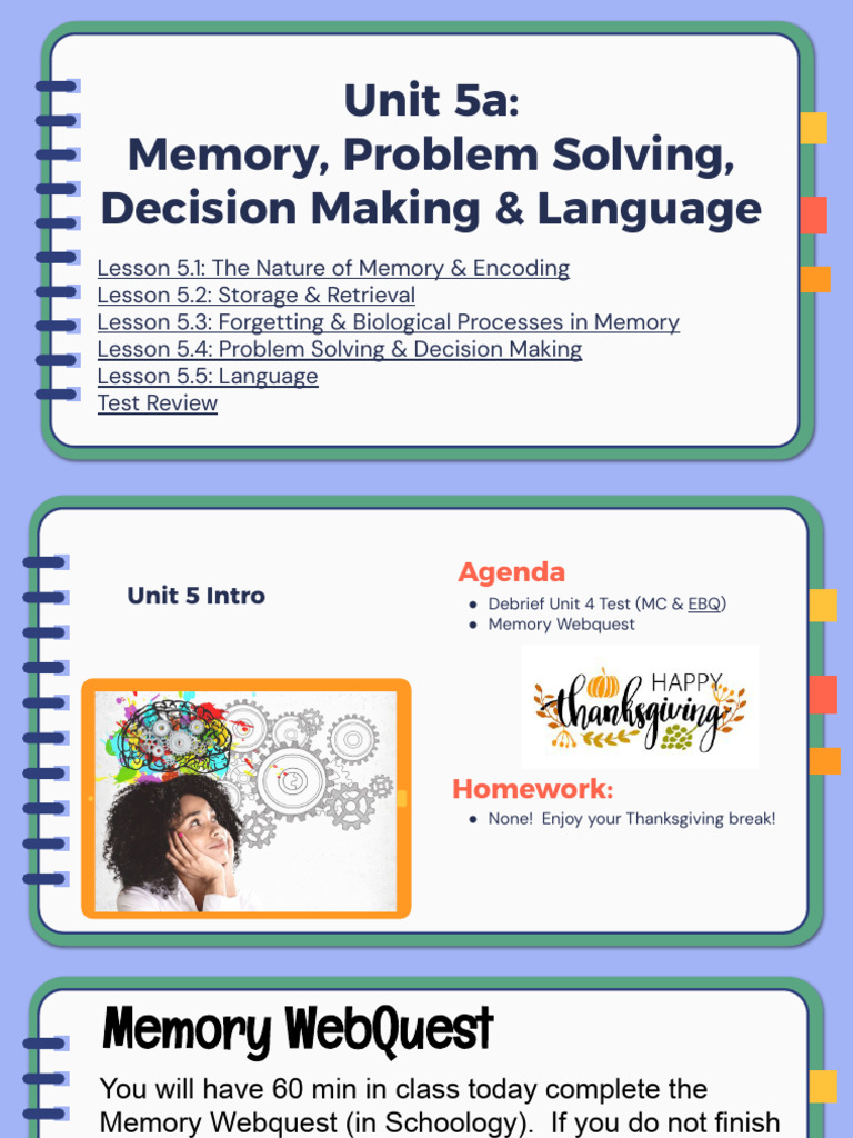 Unit 5a - Memory, Problem Solving, Decision Making & Language (CED 2024 ...