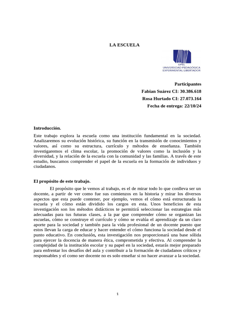 La Escuela: Funciones y Estructura Educativa | PDF | Plan de estudios ...