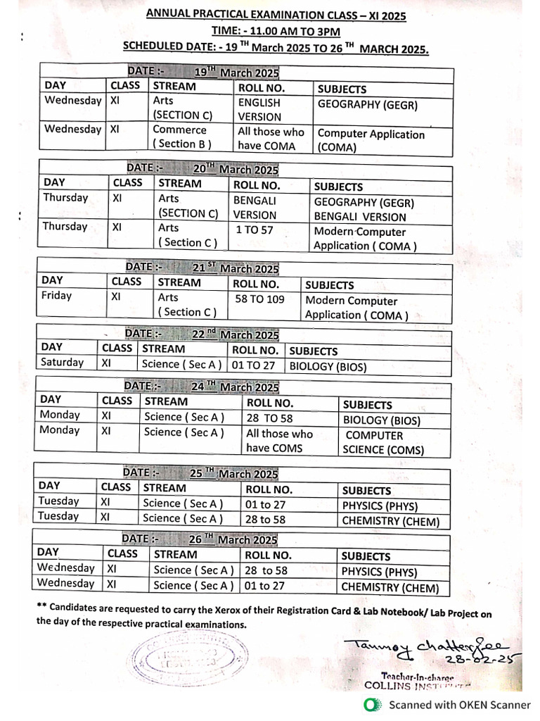 Practical Exam Class XI 2025 | PDF