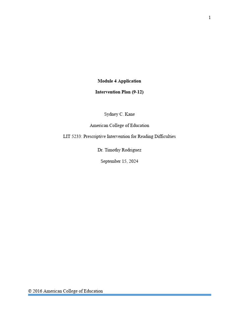 Module 4 Reading Intervention Plan | PDF | Reading Comprehension ...