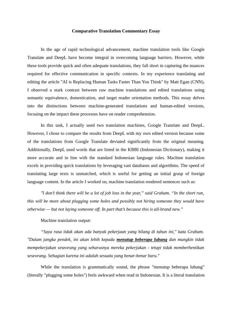 Comparative Translation Commentary Essay | PDF | Translations | Idiom