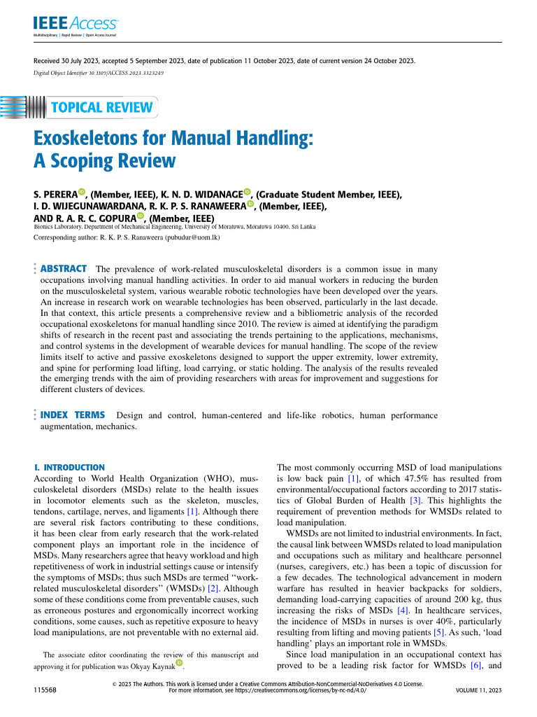 Exoskeletons For Manual Handling A Scoping Review | PDF | Anatomical ...
