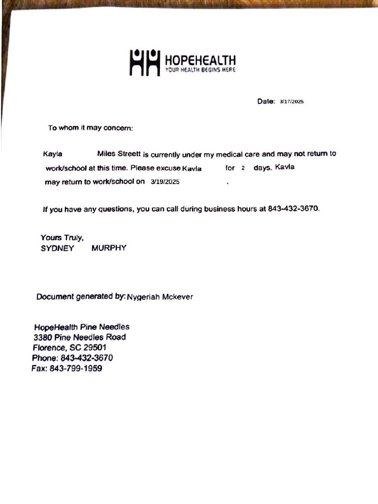 Doctors Note 3:17:25 | PDF