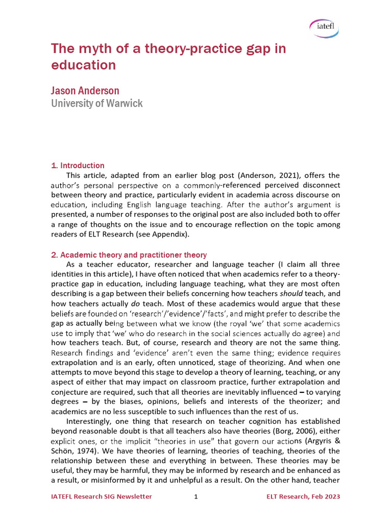 Debunking the Theory-Practice Gap in ELT | PDF | Learning | Teachers