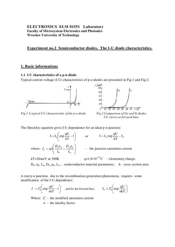 PN Diode I-U Characteristics Lab Report | PDF | Diode | P–N Junction