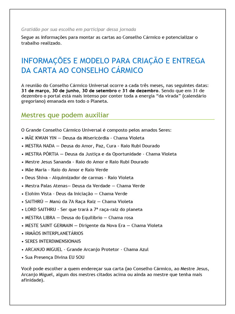 Carta Conselho Carmico | PDF | Carma | Amor