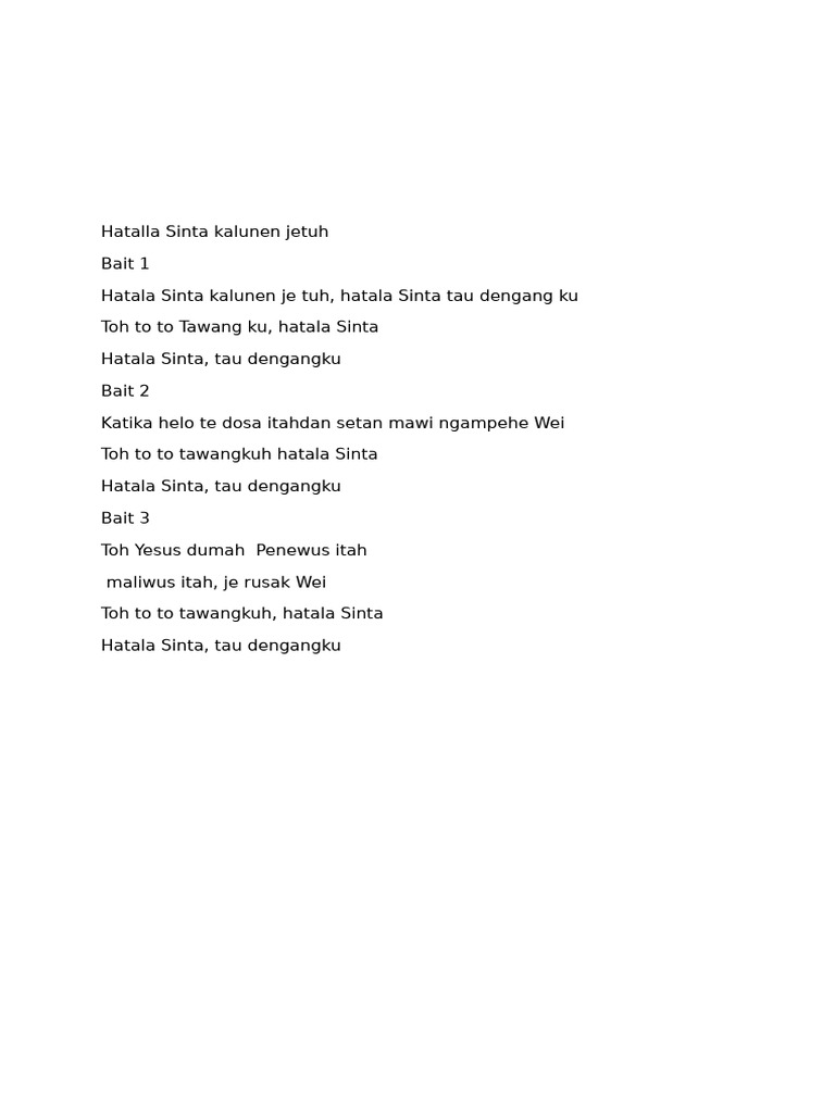 Lirik Lagu Hatalla Sinta | PDF