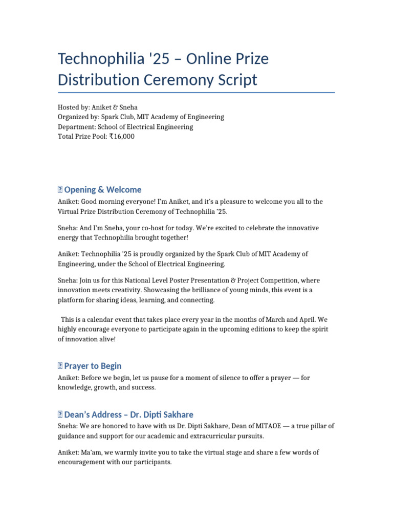 Technophilia '25 Prize Ceremony Highlights | PDF