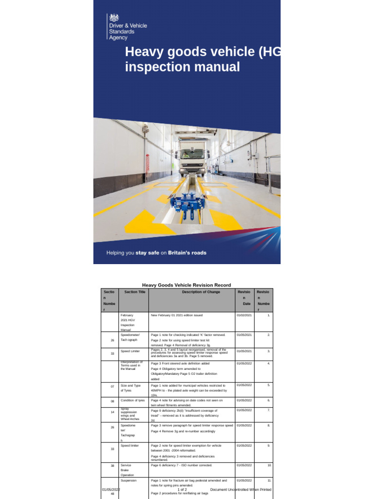 HGV Inspection Manual Overview | PDF | Seat Belt | Tire