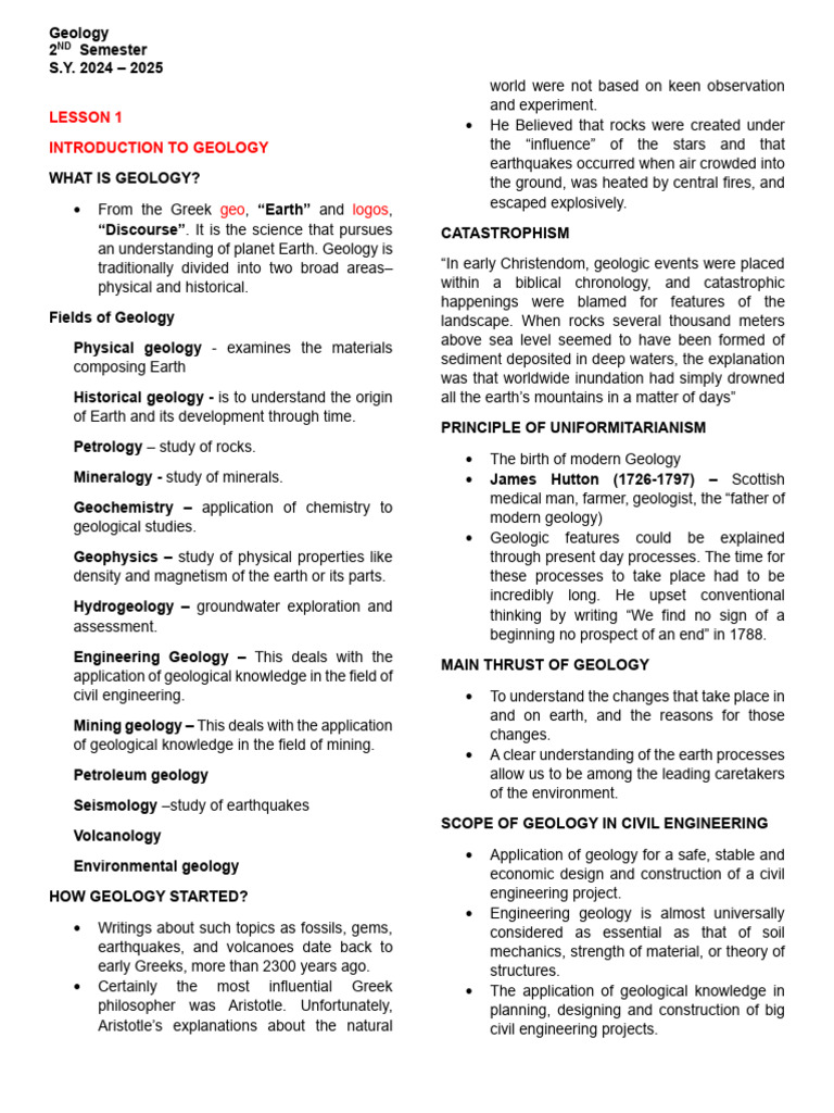 Introduction to Geology Basics | PDF | Magma | Igneous Rock
