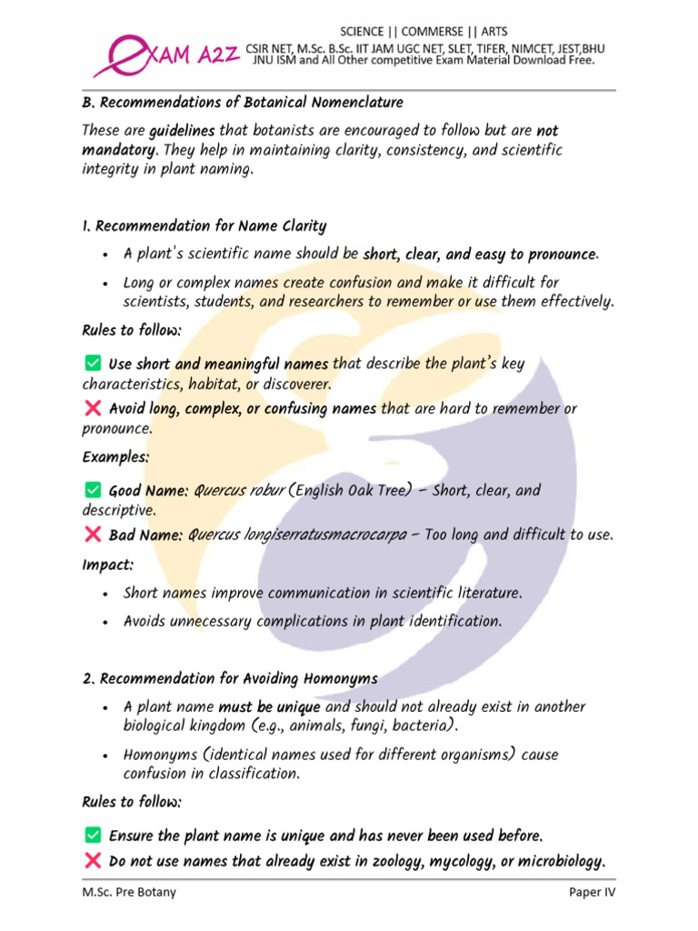 Botanical Nomenclature Guidelines | PDF | Botany | Biology