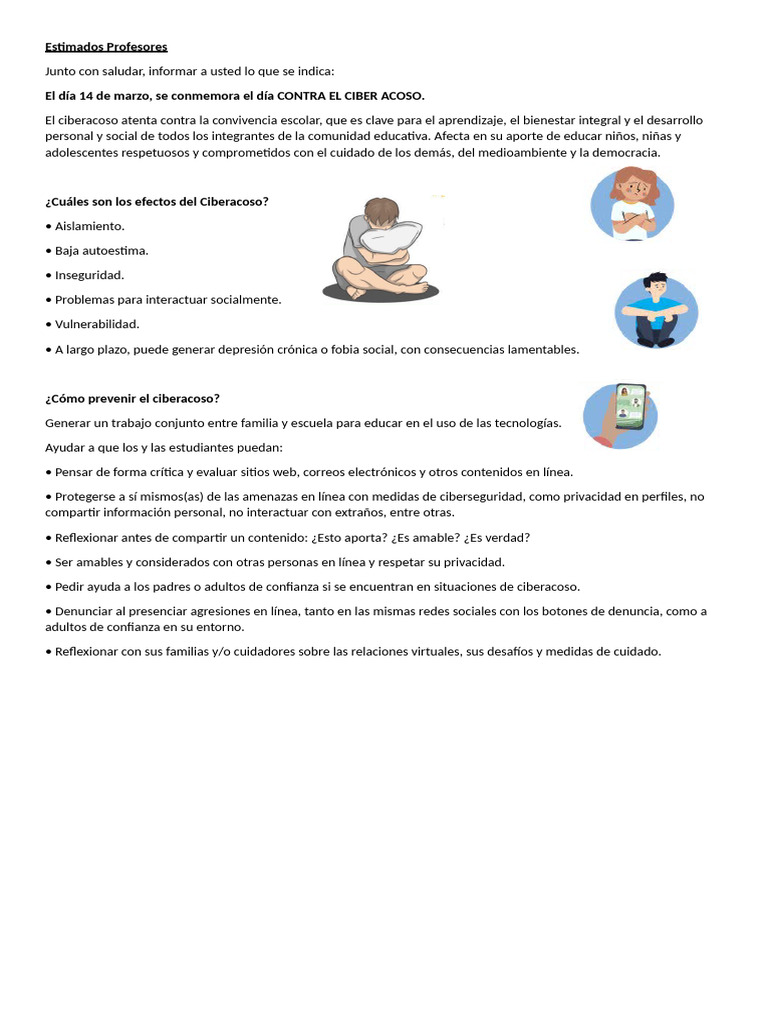 Actividades para el Día Contra el Ciberacoso | PDF | Acoso cibernético ...